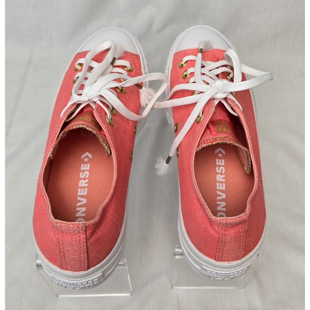 Converse Chuck Taylor All Star Lift Ox Sneakers Women's 8 Coral & White Lace Up - Picture 10 of 13